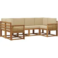 vidaXL Buiten bank set 6 st Natuurlijk en Beige Massief Acacia Hout