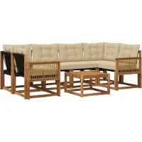 vidaXL Buiten bank set 7 st Natuurlijk en Beige