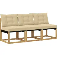 vidaXL 3 Stuk Buiten Midden Sofa Massief acaciahout en Textilene-stof