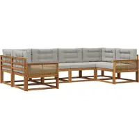 vidaXL Buiten bank set 6 st Naturel en lichtgrijs