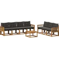 vidaXL Buiten bank set 8 st Naturel en Zwart