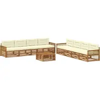 vidaXL Buiten bank set 9 st Natuurlijk en Crème