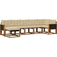 vidaXL Buiten bank set 7 st Natuurlijk en Beige