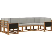vidaXL Buiten bank set 7 st Naturel en lichtgrijs