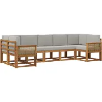 vidaXL Buiten bank set 7 st Naturel en lichtgrijs