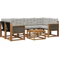 vidaXL Buiten bank set 7 st Naturel en lichtgrijs