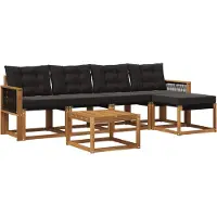 vidaXL Buiten bank set 6 st Naturel en Zwart