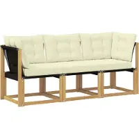 vidaXL Outdoor Midden- en Hoekbank met kussen 3 Stuk Wit