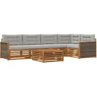 vidaXL Buiten bank set 6 st Naturel en lichtgrijs