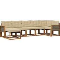 vidaXL Buiten bank set 7 st Natuurlijk en Beige