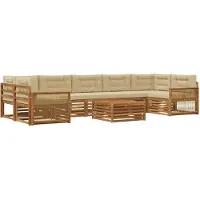 vidaXL Buiten bank set 8 st Natuurlijk en Beige