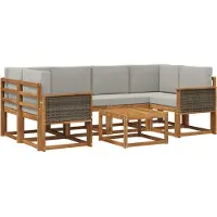 vidaXL Buiten bank set 5 st Naturel en lichtgrijs