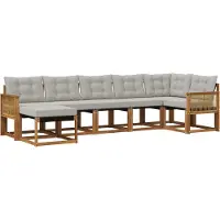 vidaXL Buiten bank set 7 st Naturel en lichtgrijs