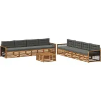 vidaXL Buiten bank set 9 st Natuurlijk en Antraciet