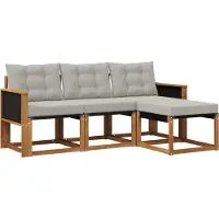 vidaXL Buiten bank set 4 st Naturel en lichtgrijs
