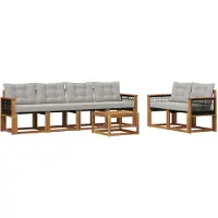 vidaXL Buiten bank set 7 st Naturel en lichtgrijs