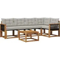 vidaXL Buiten bank set 6 st Naturel en lichtgrijs