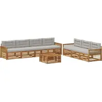 vidaXL Buiten bank set 8 st Naturel en lichtgrijs