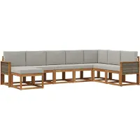 vidaXL Buiten bank set 8 st Naturel en lichtgrijs Massief Acacia Hout