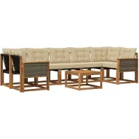 vidaXL Buiten bank set met kussen 8 pcs Natuurlijk en Beige
