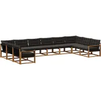 vidaXL Buiten bank set 10 st Naturel en Zwart