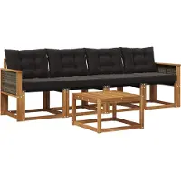 vidaXL Buiten bank set 5 st Naturel en Zwart