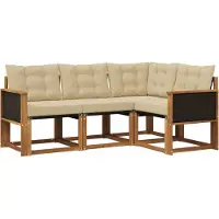 vidaXL Buiten bank set 4 st Natuurlijk en Beige