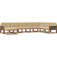 vidaXL Buiten bank set 8 st Natuurlijk en Beige