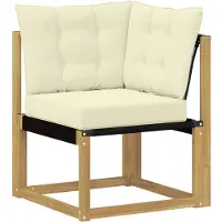 vidaXL Buiten bank set met kussen 9 pcs Wit en crèmekleurig