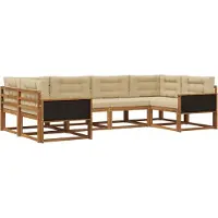 vidaXL Buiten bank set 6 st Natuurlijk en Beige
