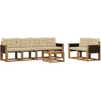 vidaXL Buiten bank set 7 st Natuurlijk en Beige