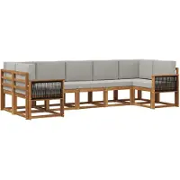 vidaXL Buiten bank set 7 st Naturel en lichtgrijs