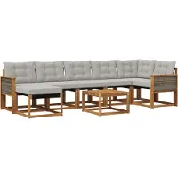 vidaXL Buiten bank set 8 st Naturel en lichtgrijs
