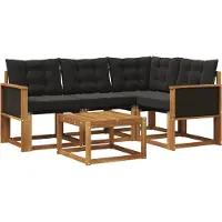 vidaXL Buiten bank set 5 st Naturel en Zwart