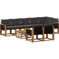 vidaXL Buiten bank set 9 st Naturel en Zwart