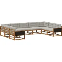 vidaXL Buiten bank set 9 st Naturel en lichtgrijs