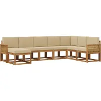 vidaXL Buiten bank set 8 st Natuurlijk en Beige Massief Acacia Hout