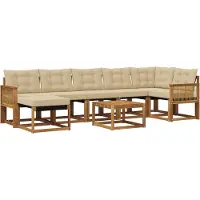 vidaXL Buiten bank set 8 st Natuurlijk en Beige