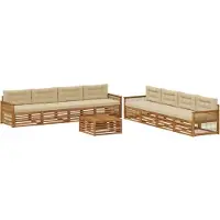 vidaXL Buiten bank set 9 st Natuurlijk en Beige