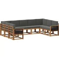 vidaXL Buiten bank set 9 st Natuurlijk en Antraciet