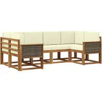 vidaXL Buiten bank set 6 st Natuurlijk en Crème Massief Acacia Hout