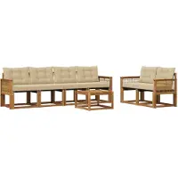 vidaXL Buiten bank set 7 st Natuurlijk en Beige