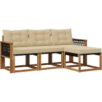 vidaXL Buiten bank set 4 st Natuurlijk en Beige
