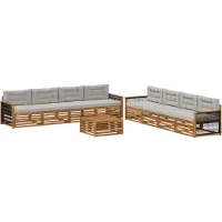 vidaXL Buiten bank set 9 st Naturel en lichtgrijs