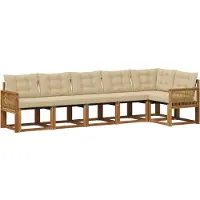 vidaXL Buiten bank set 6 st Natuurlijk en Beige