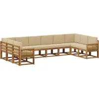 vidaXL Buiten bank set 10 st Natuurlijk en Beige Massief Acacia Hout