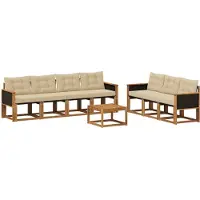 vidaXL Buiten bank set 8 st Natuurlijk en Beige
