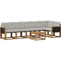 vidaXL Buiten bank set 7 st Naturel en lichtgrijs