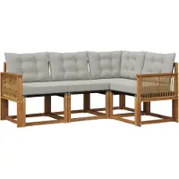 vidaXL Buiten bank set 4 st Naturel en lichtgrijs