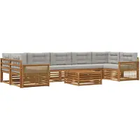 vidaXL Buiten bank set 8 st Naturel en lichtgrijs